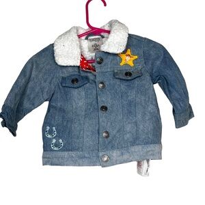 Disney Baby Toy Story Denim Jacket 3-6M Shearling Collar Prickly When Hungry